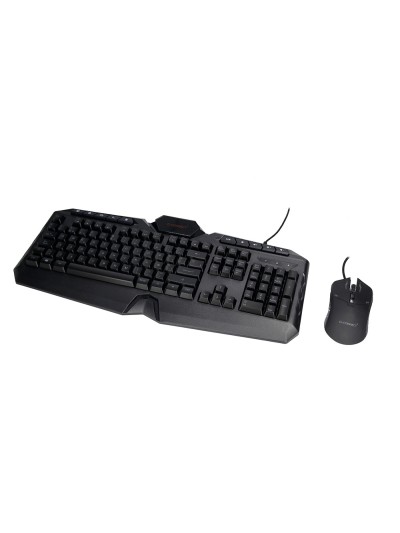Set teclado y raton q-connect gaming con cable e iluminacion led color negro