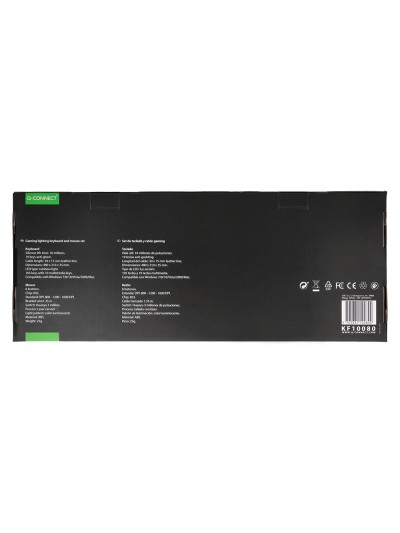 Set teclado y raton q-connect gaming con cable e iluminacion led color negro