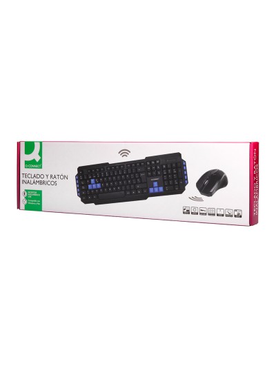 Set teclado y raton q-connect inalambrico compatible windows color negro