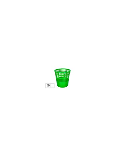 Papelera plastico q-connect 15 litros rejilla color verde 285x290 mm