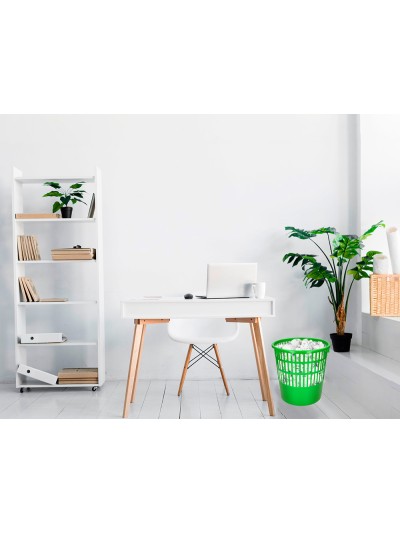 Papelera plastico q-connect 15 litros rejilla color verde 285x290 mm