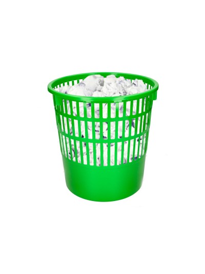 Papelera plastico q-connect 15 litros rejilla color verde 285x290 mm