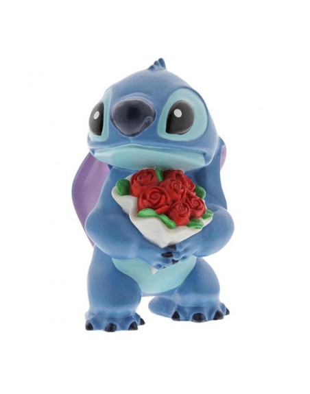 Figura enesco disney lilo & stitch stitch con ramo de rosas