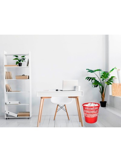 Papelera plastico q-connect 15 litros rejilla color rojo 285x290 mm