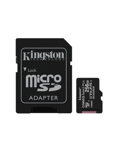 Tarjeta memoria micro secure digital sd hc 256gb kingston canvas select plus clase 10 uhs - 1 + adaptador sd