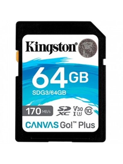 Tarjeta memoria sdxc 64gb kingston canvas go uhs - i cl10 r: 170mb - s w:90mb - s