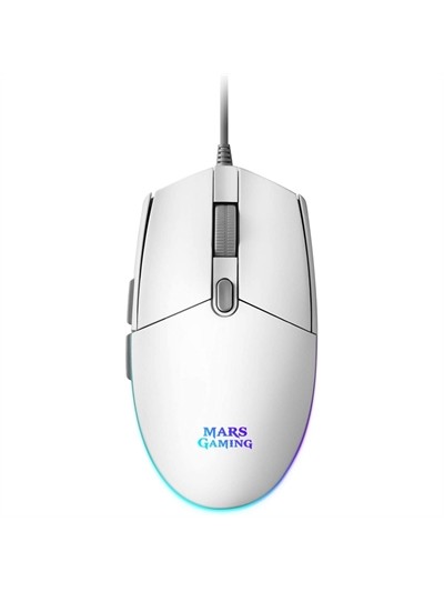 Mouse raton mars gaming mmgw optico usb 6 botones 3200ppp rgb blanco