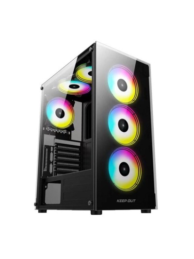 Caja ordenador gaming keep out xc - 210 glass atx argb cristal templado negro