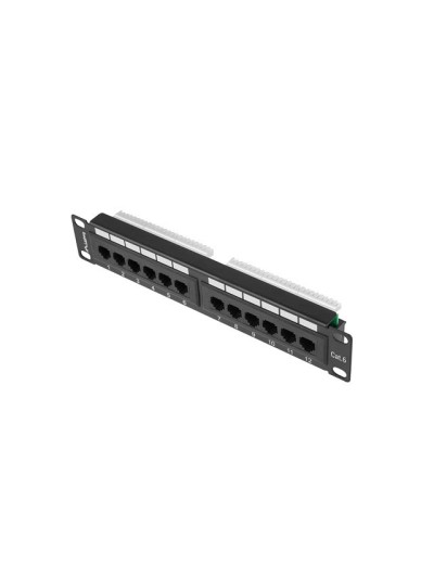 Patch panel lanberg 12 puertos 1u 10 pulgadas cat.6 negro