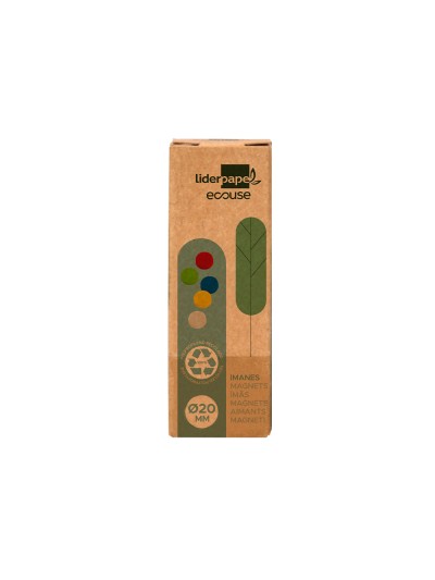 Iman para sujecion liderpapel ecouse pp recicladopara pizarra magnetica 20 mm caja de 10 unidades