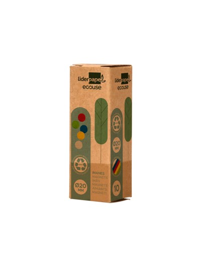Iman para sujecion liderpapel ecouse pp recicladopara pizarra magnetica 20 mm caja de 10 unidades