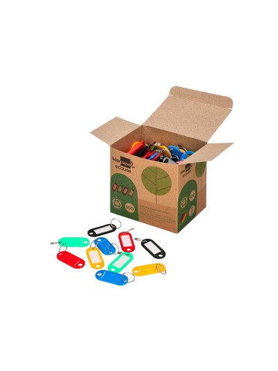 Llavero portaetiquetas liderpapel ecouse fabricado en plastico reciclado caja de 100 unidades