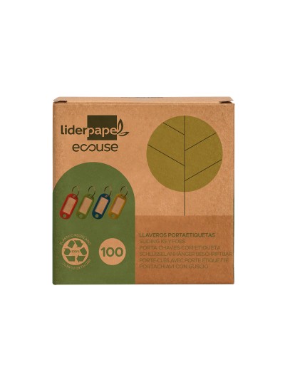 Llavero portaetiquetas liderpapel ecouse fabricado en plastico reciclado caja de 100 unidades