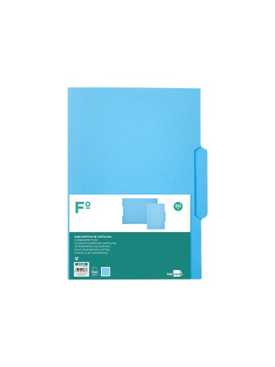 Subcarpeta cartulina liderpapel folio pestaña central 240g/m2 azul