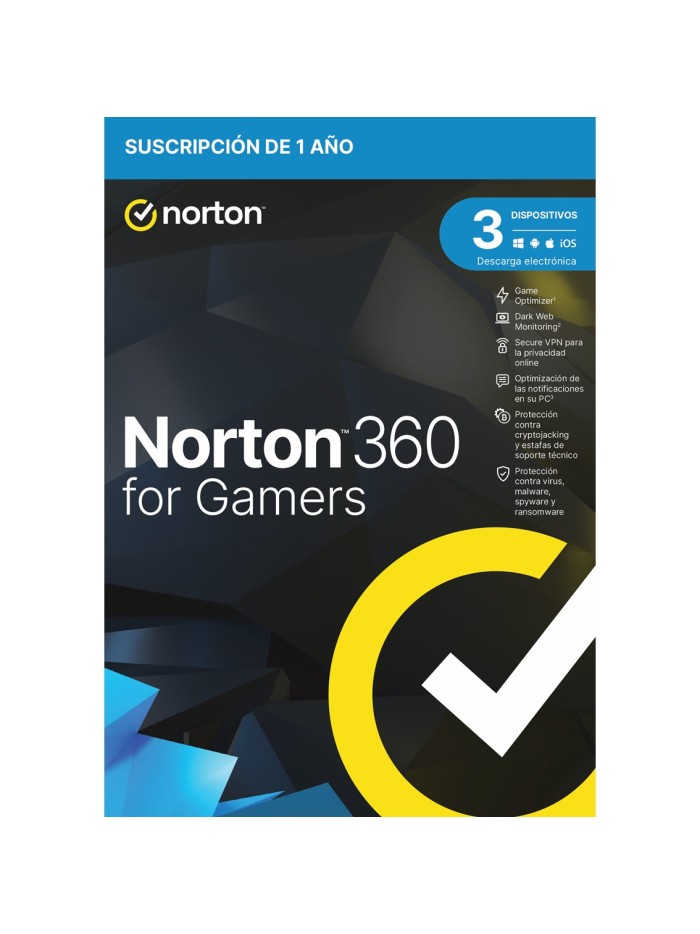 Antivirus norton 360 for gamers 50gb español 1 usuario 3 dispositivos 1 año in box Antivirus norton 360 for gamers 50gb español 1 usuario 3 dispositivos 1 año in box