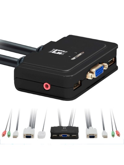 Conmutador kvm leven one kvm - 0223 vga usb para 2 cpu