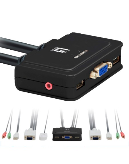Conmutador kvm leven one kvm - 0223 vga usb para 2 cpu