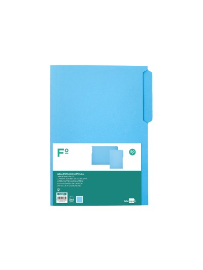 Subcarpeta cartulina liderpapel folio pestaña superior 240g/m2 azul