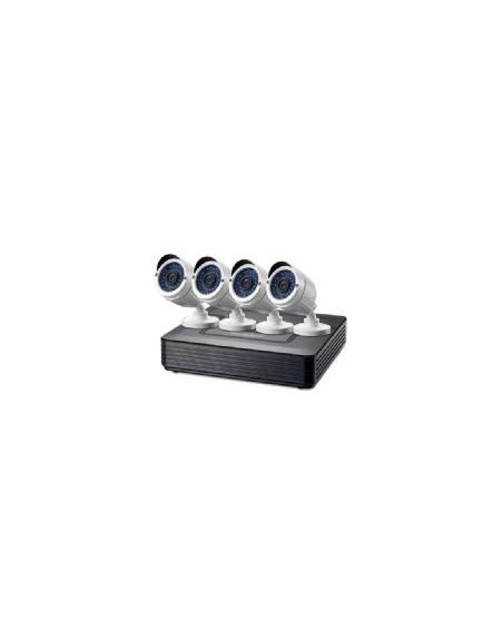 Kit videovigilancia 720p cctv level one 4 canales 4 camaras int - ext + grabador cables iluminacion led (sin hd)