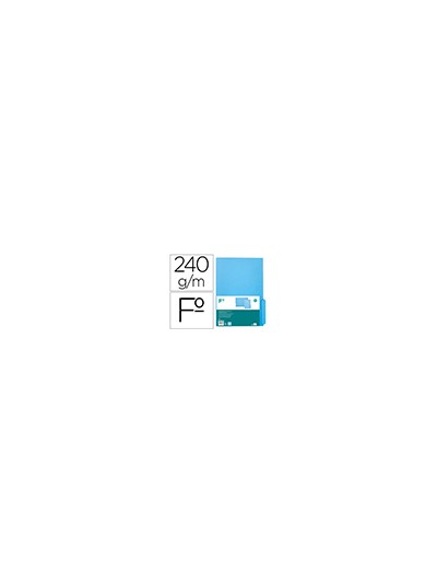 Subcarpeta cartulina liderpapel folio pestaña inferior 240g/m2 azul