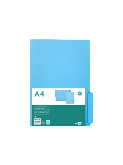 Subcarpeta cartulina liderpapel din a4 pestaña inferior 240g/m2 azul