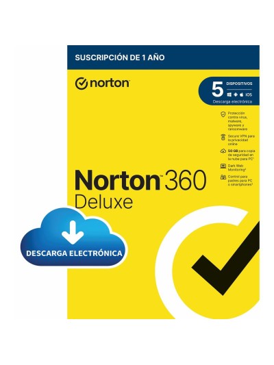 Antivirus norton 360 deluxe 50gb español 1 usuario 5 dispositivos 1 año esd electronica drmkey gum