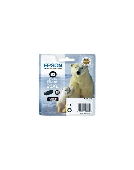 Cartucho tinta epson t263140 photo negro xl xp - 600 - 605 - 700 - 800 - oso polar