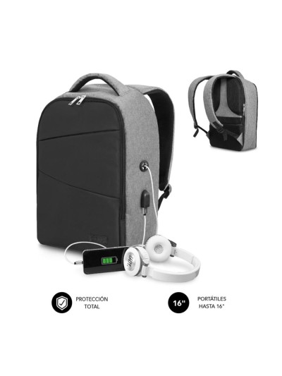 Mochila para portatil subblim secure v2 ap 16 pulgadas negro - gris