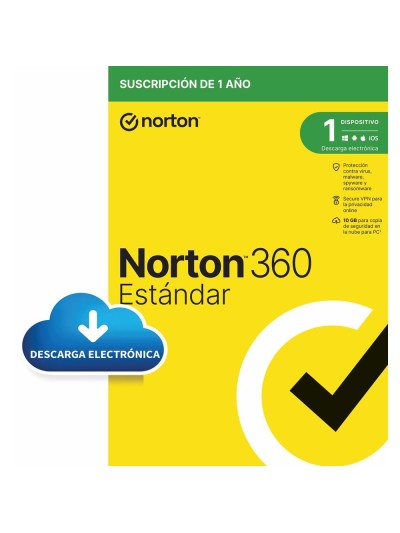 Antivirus norton 360 standard 10gb español 1 usuario 1 dispositivo 1 año esd electronica drmkey gum