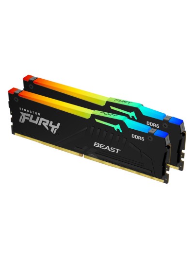 Memoria ram ddr5 16gb 2x8gb kingston - 5200mhz - pc5 41600 - fury beast rgb - cl40 - 1.25v