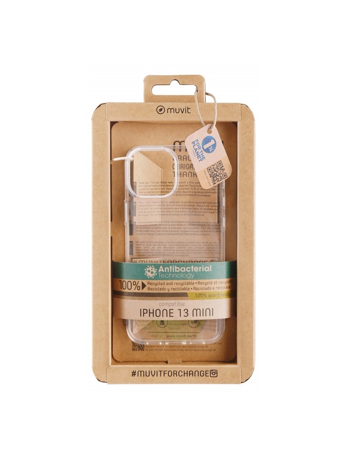 Funda muvit recycletek para apple iphone 13 mini antibacterias transparente Funda muvit recycletek para apple iphone 13 mini antibacterias transparente