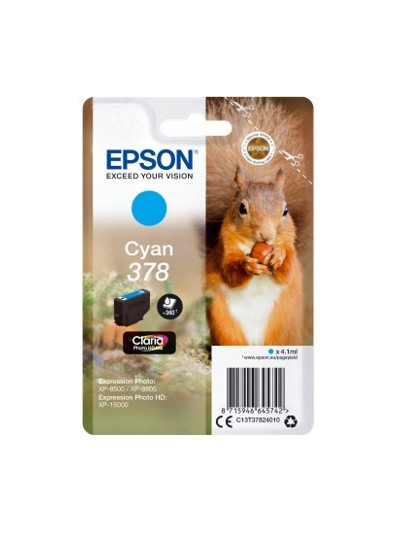 Cartucho tinta epson c13t37824010 singlepack cian 378 claria photo hd ink xp - 8500 ardilla