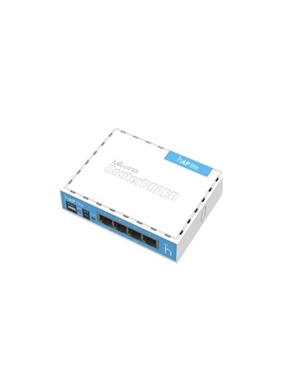 Mikrotik router board rb - 9412nd hap lite with 650mhz cpu 32mb ram 4xlan built - in 2.4ghz 802b - g - n 2x2 two chain wireless