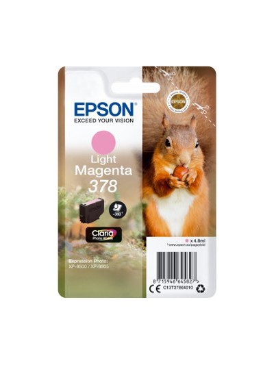 Cartucho tinta epson c13t37864010 singlepack light magenta 378 claria photo hd ink xp - 8500 ardilla