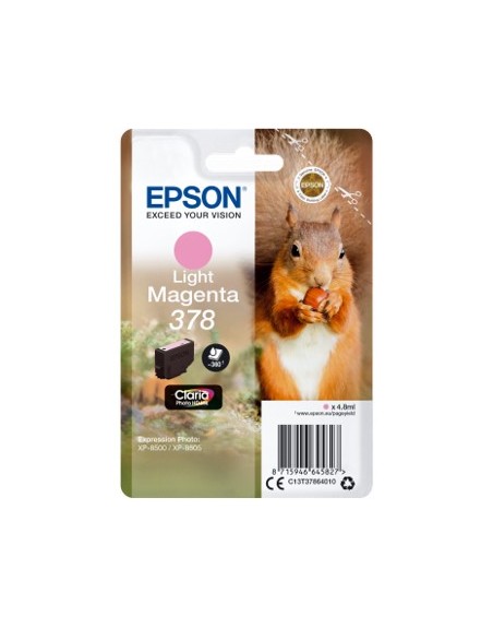 Cartucho tinta epson c13t37864010 singlepack light magenta 378 claria photo hd ink xp - 8500 ardilla
