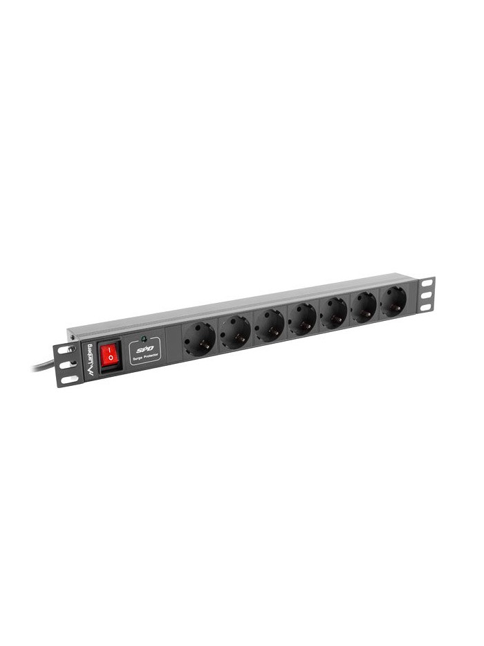Regleta lanberg 1u 16a rack 19 7x socket negro 2m Regleta lanberg 1u 16a rack 19 7x socket negro 2m