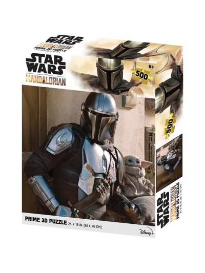Puzle lenticular prime 3d 500 piezas the mandalorian el mandaloriano mando & grogu