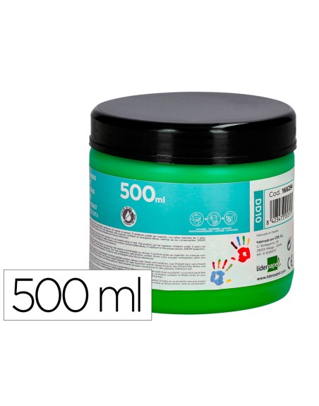 Pintura dedos liderpapel tarrina de 500 ml verde