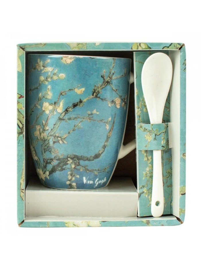 Taza de cerámica con cuchara enesco los almendros vincent van gogh Taza de cerámica con cuchara enesco los almendros vincent van gogh