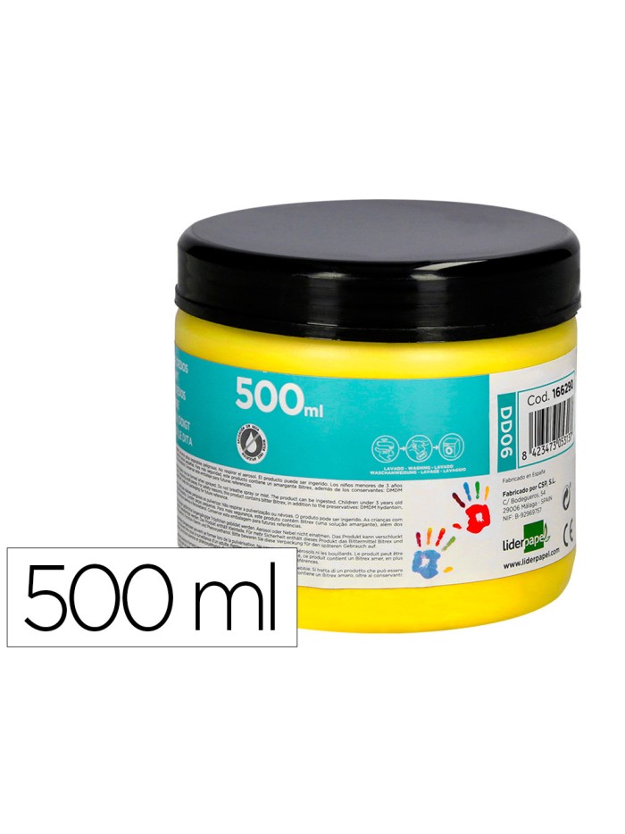 Pintura dedos liderpapel tarrina de 500 ml amarillo
