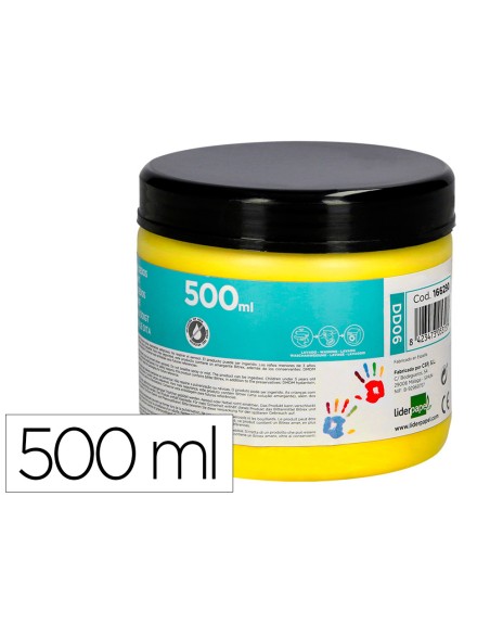 Pintura dedos liderpapel tarrina de 500 ml amarillo