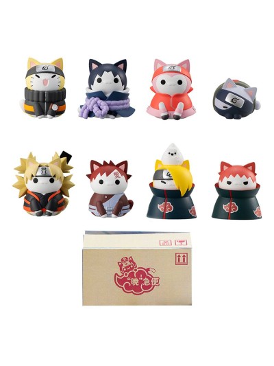 Set 8 figuras megahouse naruto shippuden nyaruto! battle vs akatsuki surtido