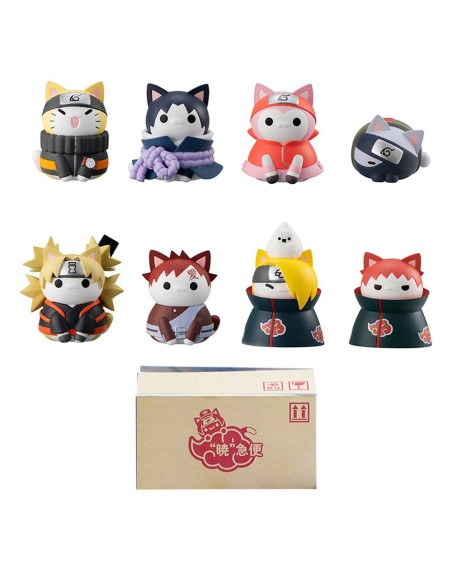 Set 8 figuras megahouse naruto shippuden nyaruto! battle vs akatsuki surtido