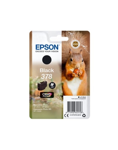 Cartucho tinta epson c13t37814010 singlepack negro 378 claria photo hd ink xp - 8500 ardilla
