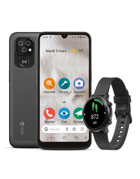 Bundle doro smartphone 8100 + smartwatch graphite black
