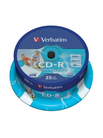 Verbatim cd - r 700mb 52x tarrina 25 unidades printable