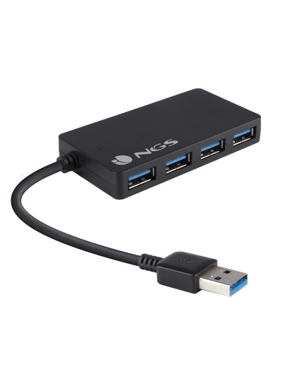 Hub ngs ihub 3.0 - 4 puertos usb - usb 3.0 - negro