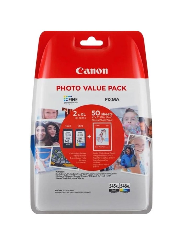 Multipack canon pg 545 xl+ cl 546 xl + papel 50 hojas Multipack canon pg 545 xl+ cl 546 xl + papel 50 hojas