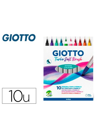Rotulador giotto turbo soft brush punta de pincel caja de 10 unidades colores surtidos