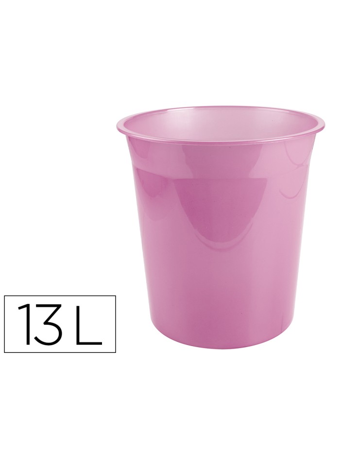 Papelera plastico liderpapel rosa translucido 13 litros 275x285 mm Papelera plastico liderpapel rosa translucido 13 litros 275x285 mm